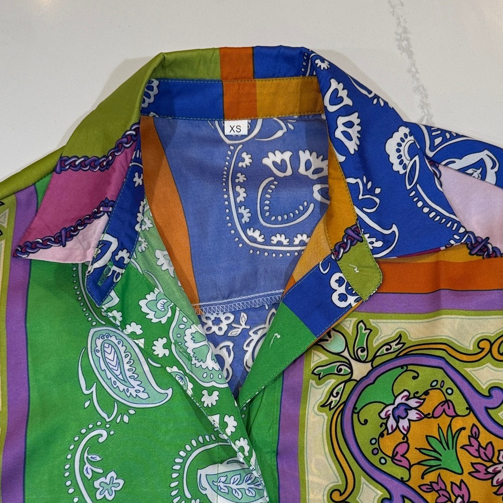 Colorful Patchwork Button-Up Shirt - Picture 2 of 3